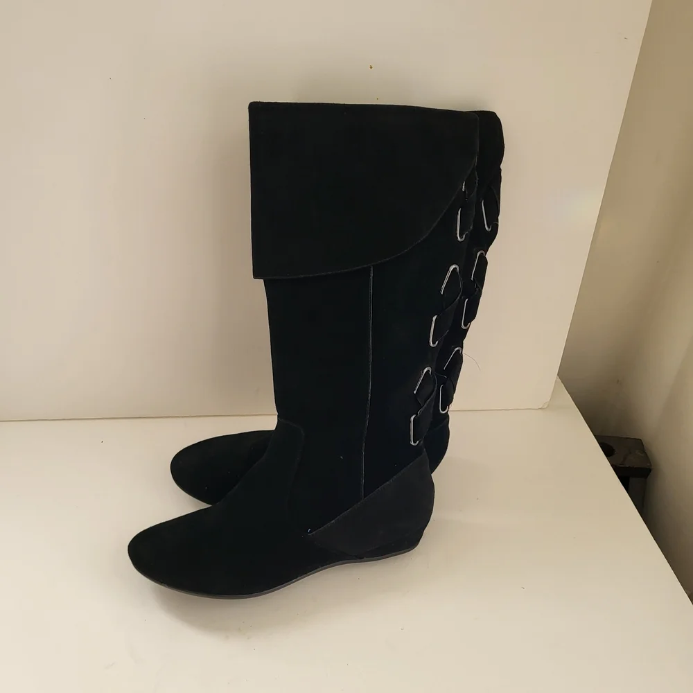 Stylish Black Suede Over the Knee Boots